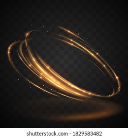 Gold light circle effect on transparent background