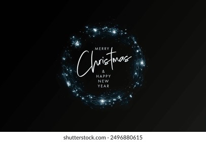 Gold light circle with with glittering dust and shimmery particles. 2024 Happy New Year and Merry Christmas Abstract shiny color gold wave design element	
