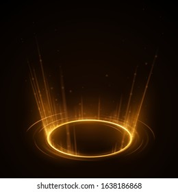 Gold light circle with rays