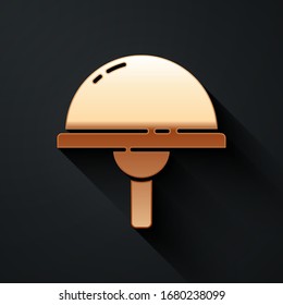 Gold Light emitting diode icon isolated on black background. Semiconductor diode electrical component. Long shadow style. Vector Illustration