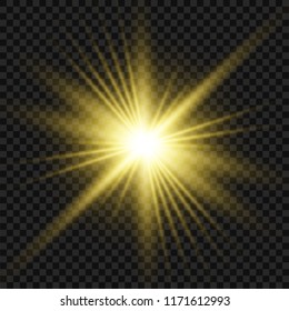 Gold light flare special effect. Illustration.