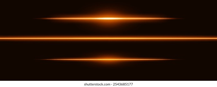 Gold light glare beam. A sharp horizontal beam reflection. Sci-fi designs, light transitions, or futuristic effects. Glowing light streaks and neon effects. Dynamic shine wallpaper background