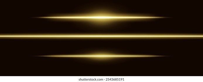 Rayo de deslumbramiento de luz dorada. Un reflejo de haz Horizontal agudo. Diseños de ciencia ficción, transiciones de luz o efectos futuristas. Rayas de luz brillante y efectos de neón. Fondo de Fondo de pantalla de brillo dinámico