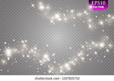 Gold light glow effect stars bursts with sparkles isolated on transparent background
