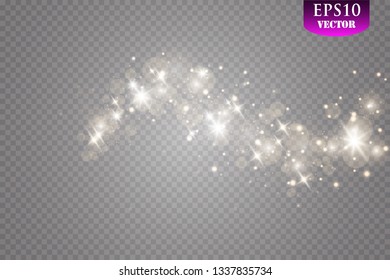 Gold light glow effect stars bursts with sparkles isolated on transparent background