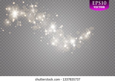 Gold light glow effect stars bursts with sparkles isolated on transparent background
