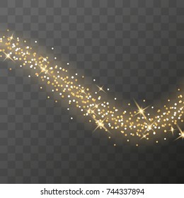 Gold light glow effect stars bursts with sparkles isolated on transparent background. Vector Illustration
