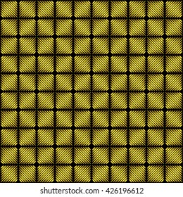 Gold light lines on black background, glamour lighting luxury golden texture vector seamless pattern for vip, exclusive certificate, gift cards, shop voucher, Christmas present labels, casino ad