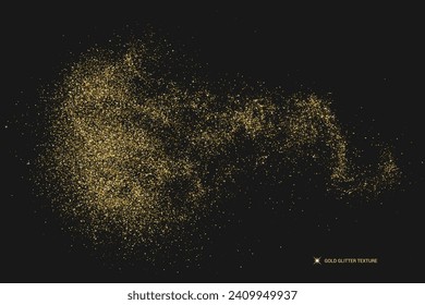 Gold light pattern texture on black backdrop. Abstract starlight. Yellow glitter background. Golden Explosion of Confetti. Vector illustration.	