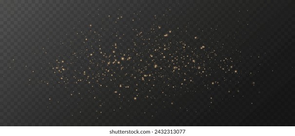 Gold Light PNG. Background with light bokeh effect. Christmas glowing background with light bokeh, confetti and texture overlay for design.