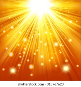 Gold light shining with sparkles and glitter