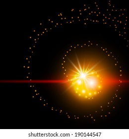 Gold light sphere abstract background. Vector illustration for your design. 