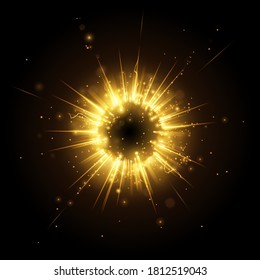Gold light sphere effect with lighnings