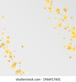 Gold Light Stars Vector Transparent Background. Shiny Star Background. Dust Template. Yellow Glamour Sparkle Banner.