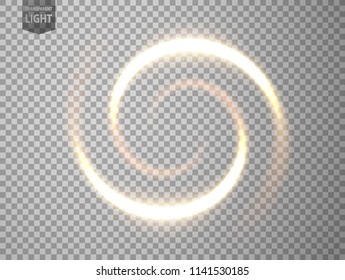 Gold light twisted. isolated on transparent background. Vector Illustration