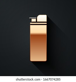 Icono Gold Lighter aislado en fondo negro. Estilo de sombra largo. Ilustración vectorial
