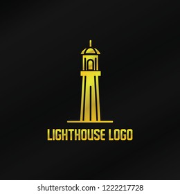 Gold Lighthouse Logo Template Vector Illustration Eps.10