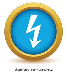 Gold lightning icon on a white background. Vector illustration