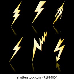 Gold lightning. Vector