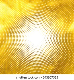 Gold lights abstract banner halftone circle. Vector illustration. 10 eps