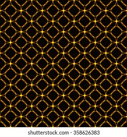 Gold lights abstract geometric shape on dark background