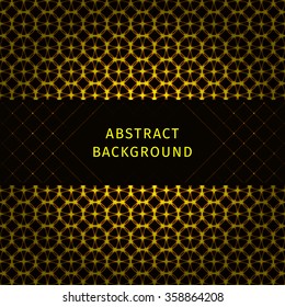 Gold lights abstract geometric shape on dark background