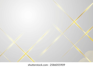 Gold Lights Line Frame On Gray Background. Vector Illustration. Luxury Wallpaper