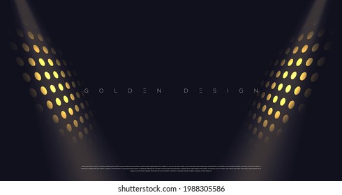 Gold lights rays award winner scene background. Luxury golden coin shapes for premium products. Vector illustration design EPS 10