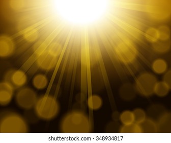 Gold lights shining with bokeh background