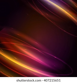 Gold lights tracing effect. Bokeh glitter round ellipse line.
