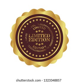 Gold limited edition badge, button with stars and gold border and text limited edition.Modern gold label.