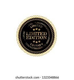 Gold limited edition badge, button with stars and gold border and text limited edition.Modern gold label.