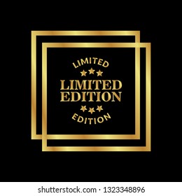 Gold limited edition badge, button with stars and gold border and text limited edition.Modern gold label.