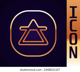 Gold line Air element of the symbol alchemy icon isolated on black background. Basic mystic elements.  Vector