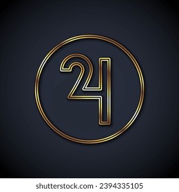 Gold line Ancient astrological symbol of Jupiter icon isolated on black background. Astrology planet. Zodiac and astrology sign.  Vector