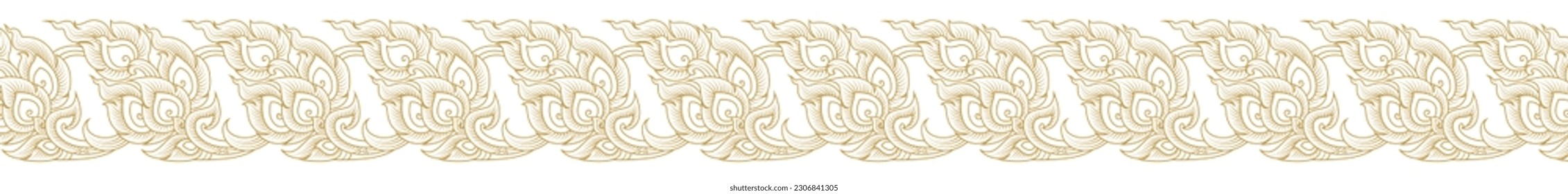 Gold line art, buddhism temple element and background pattern decoration motifs for pillar pattern, flyers, poster, web, banner, and card concept vector illustration