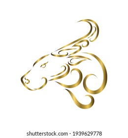 gold line art of buffalo head. Good use for symbol, mascot, icon, avatar, tattoo, T Shirt design, logo or any design you want.