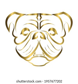 gold line art of bulldog or pug dog head. Good use for symbol, mascot, icon, avatar, tattoo, T Shirt design, logo or any design you want.