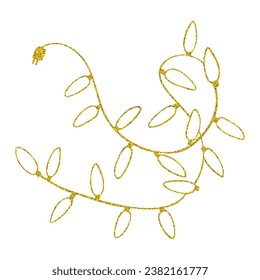Gold line art Christmas clipart with garland 