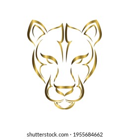 gold line art of cougar head. Good use for symbol, mascot, icon, avatar, tattoo, T Shirt design, logo or any design you want.