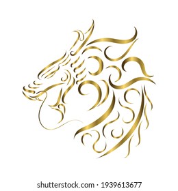 gold line art of dragon head. Good use for symbol, mascot, icon, avatar, tattoo, T Shirt design, logo or any design you want.