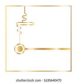 Gold line art geometry gradient design in modern style with borders. Can be used for fluent design poster, electronic music technology cover, flyer, logo, t-shirt print.