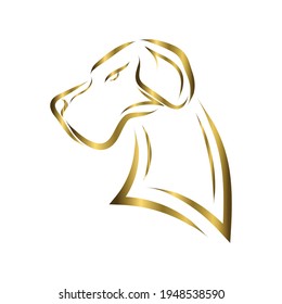 gold line art of Great Dane dog head. Good use for symbol, mascot, icon, avatar, tattoo, T Shirt design, logo or any design you want.