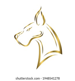 gold line art of Great Dane dog head. Good use for symbol, mascot, icon, avatar, tattoo, T Shirt design, logo or any design you want.