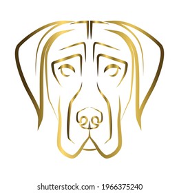 gold line art of Great Dane dog head. Good use for symbol, mascot, icon, avatar, tattoo, T Shirt design, logo or any design you want.