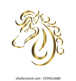 gold line art of horse head. Good use for symbol, mascot, icon, avatar, tattoo, T Shirt design, logo or any design you want.