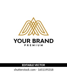 gold line art outline style abstract bird logo