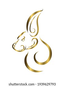 gold line art of rabbit head. Good use for symbol, mascot, icon, avatar, tattoo, T Shirt design, logo or any design you want.