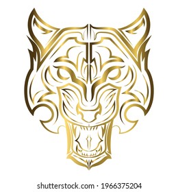 gold line art of tiger head. Good use for symbol, mascot, icon, avatar, tattoo, T Shirt design, logo or any design you want.