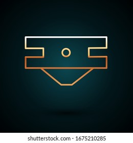 Gold line Baby absorbent diaper icon isolated on dark blue background.  Vector Illustration
